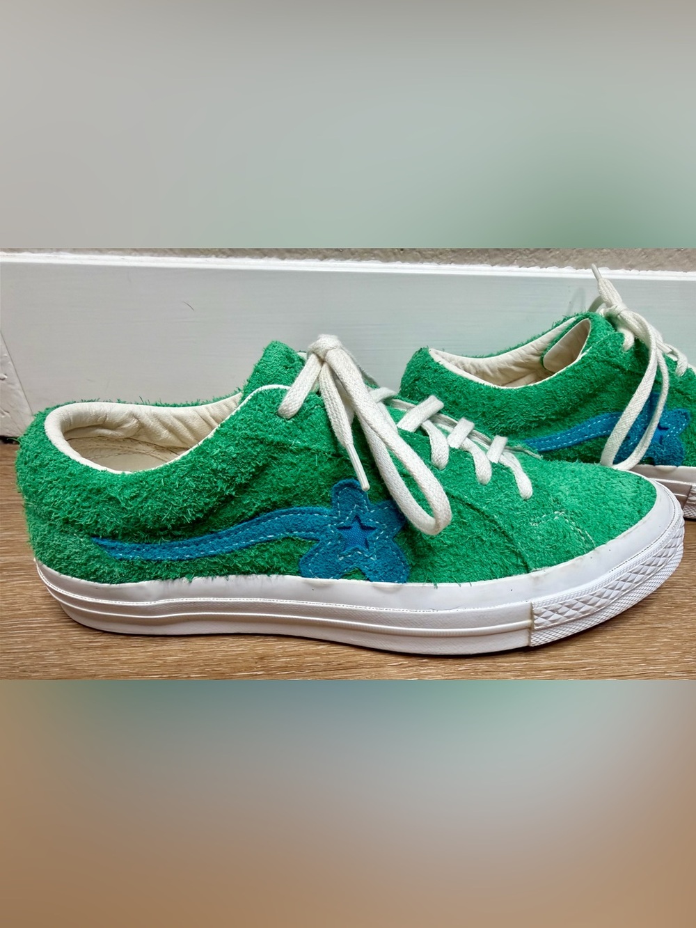 Converse Golf le Fleur x One Star Lows Jolly Green Hairy Suede Sneaker W 9 M 7